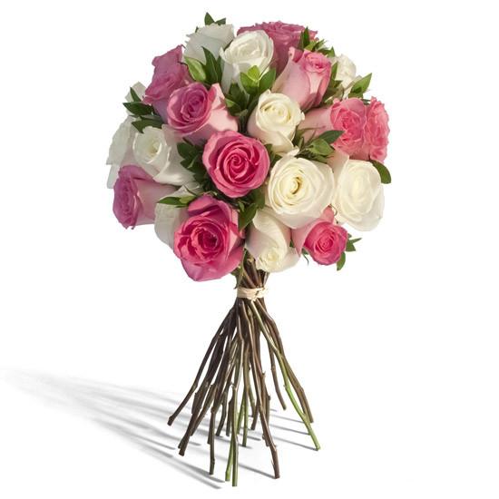 Pink and White Roses Bunch